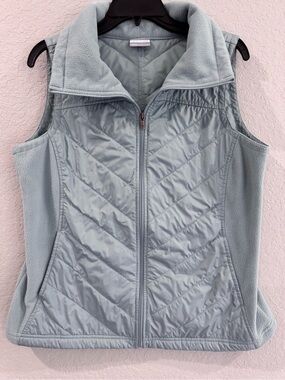 Columbia Light Blue Quilted & Fleece Women's Vest - Sleeveless Jacket
